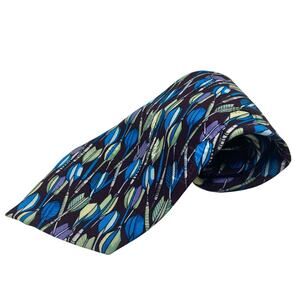 Nicole Miller Tie Mens 100% Silk Abstract Floral Multicolored